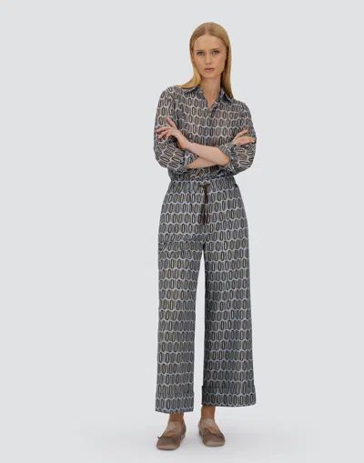 Herno Resort Trousers In Cotton Rectangular Print In Multi