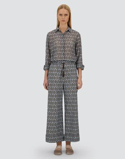 Herno Resort Trousers In Cotton Rectangular Print In Multi