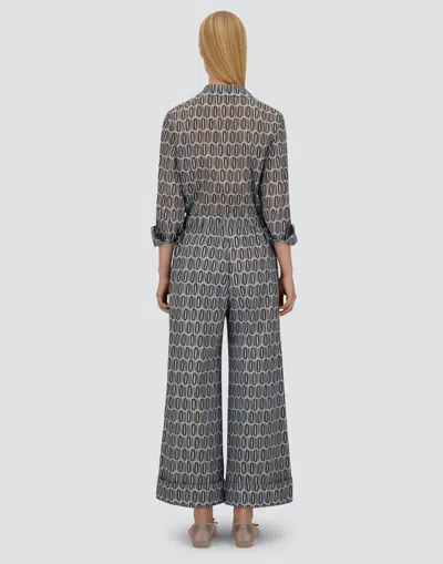 Herno Resort Trousers In Cotton Rectangular Print In Multi