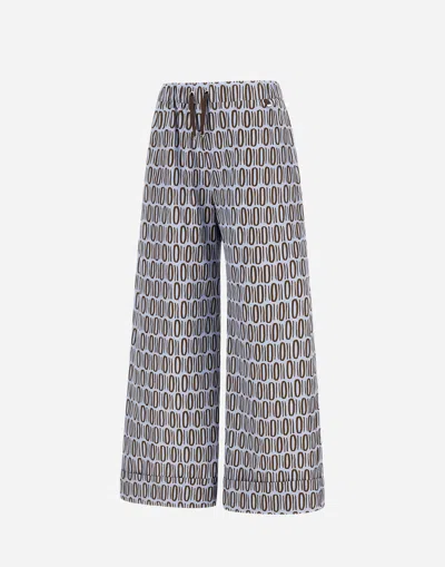 Herno Resort Trousers In Cotton Rectangular Print In Multi