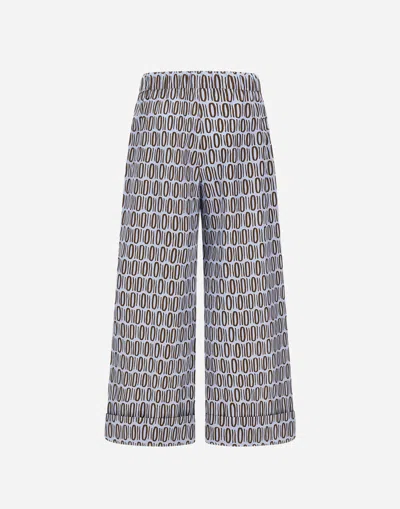Herno Resort Trousers In Cotton Rectangular Print In Multi