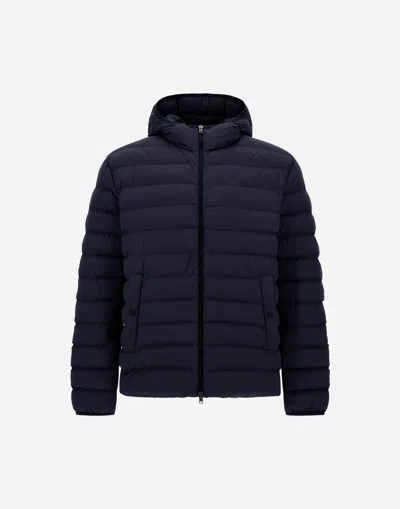 Herno Piumino In Nylon Stretch Blu Navy Uomo In Black