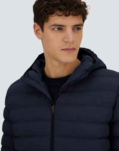 Herno Piumino In Nylon Stretch Blu Navy Uomo In Black