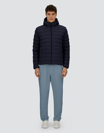 Herno Piumino In Nylon Stretch Blu Navy Uomo In Black