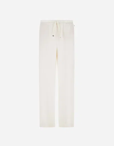 Herno Resort Trousers In Cotton Feel With Drawstring In Brown
