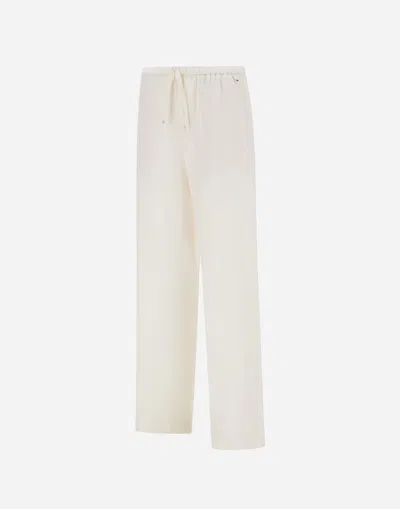 Herno Resort Trousers In Cotton Feel With Drawstring In Brown