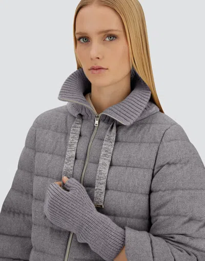 Herno Resort Cape In Lucent Cashmere Wool In Gray