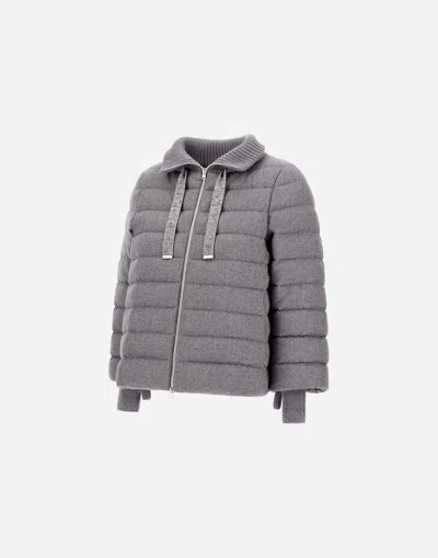 Herno Resort Cape In Lucent Cashmere Wool In Gray