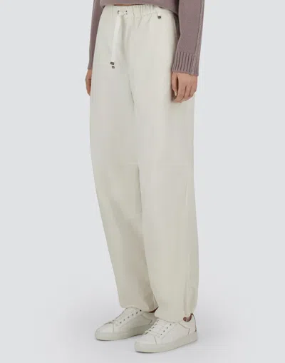 Herno Resort Trousers In Cotton Feel With Drawstring In Brown