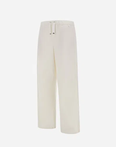 Herno Resort Trousers In Cotton Feel With Drawstring In Brown