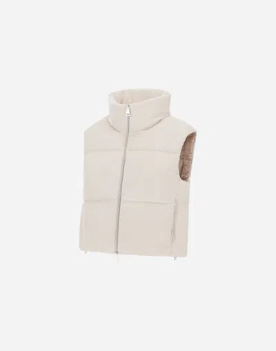 Herno Velvet Sleeveless Down Jacket In Neutral