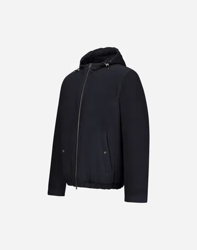 Herno Hooded Jacket With Adjustable Drawstrings And Snap-button Pockets In Blue