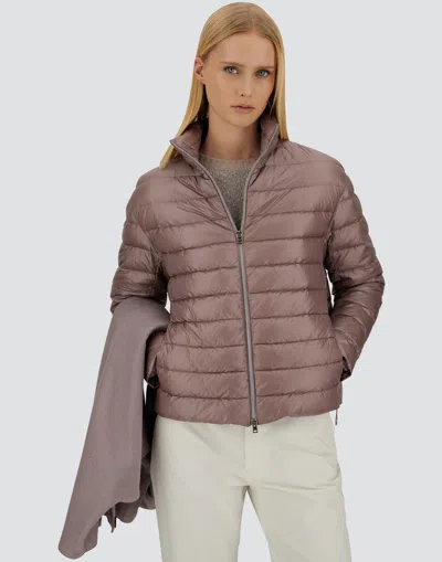 Herno Resort Cape In Felted Wool & Nylon Ultralight In Pink