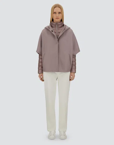 Herno Resort Cape In Felted Wool & Nylon Ultralight In Pink