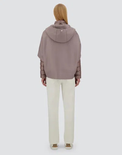 Herno Resort Cape In Felted Wool & Nylon Ultralight In Pink