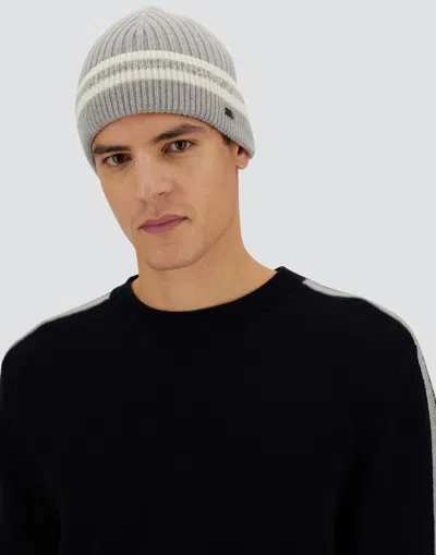 Herno Resort Beanie In Double Rib Wool In Gray