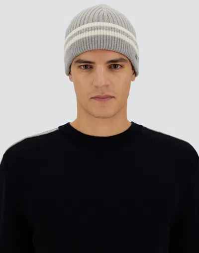Herno Resort Beanie In Double Rib Wool In Gray