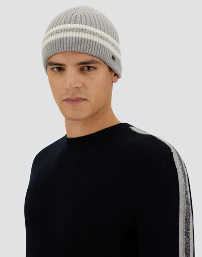 Herno Resort Beanie In Double Rib Wool In Gray