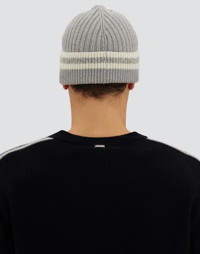 Herno Resort Beanie In Double Rib Wool In Gray