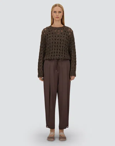 Herno Open-knit Alpaca Blend Sweater With Metallic Sheen In Gray