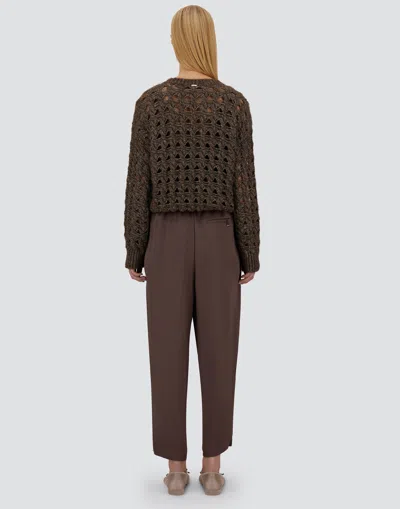 Herno Open-knit Alpaca Blend Sweater With Metallic Sheen In Gray