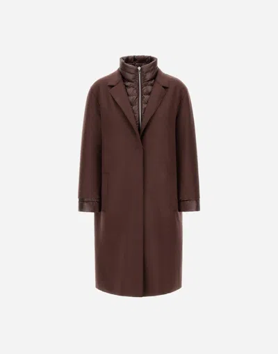 Herno Cappotto Lungo Con Piumino Staccabile Coat In Brown