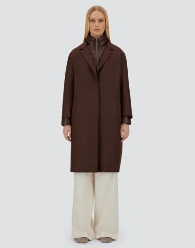 Herno Cappotto Lungo Con Piumino Staccabile Coat In Brown