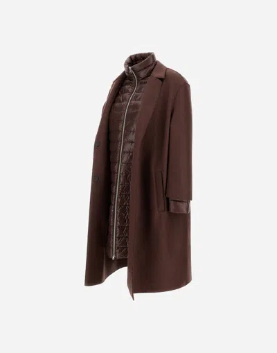 Herno Cappotto Lungo Con Piumino Staccabile Coat In Brown