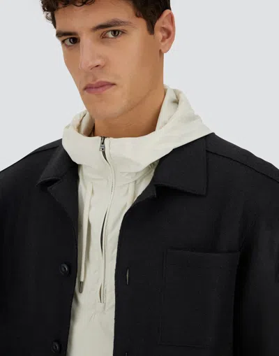 Herno Virgin Wool Overshirt Jacket Jackets And Coats Blue In Blue