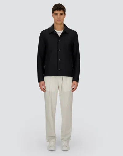 Herno Virgin Wool Overshirt Jacket Jackets And Coats Blue In Blue