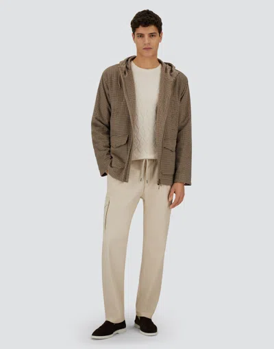 Herno Resort Field Jacket In Houndstooth Cashmere In Gray