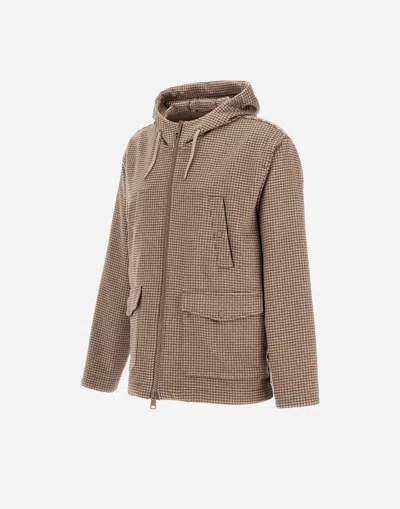 Herno Resort Field Jacket In Houndstooth Cashmere In Gray