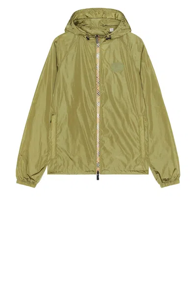 Burberry Men Nylon Jacket With Ekd Patch In Green