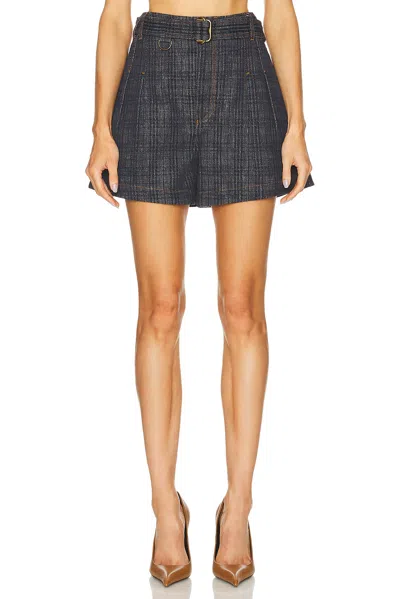 Burberry Check Denim Belted Shorts