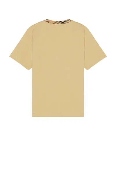 Burberry Checked Trim Round Neck Short Sleeve T-shirt In Brown