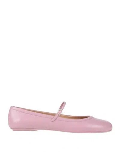 Gianvito Rossi 10mm Carla Soft Leather Ballerina Flats In Pink