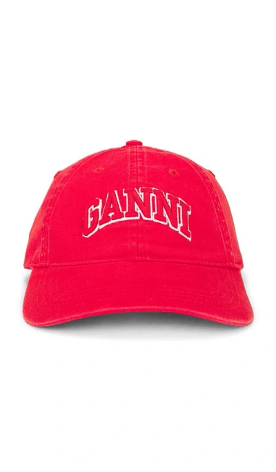Ganni Washed Cotton Canvas Embroidered Cap
