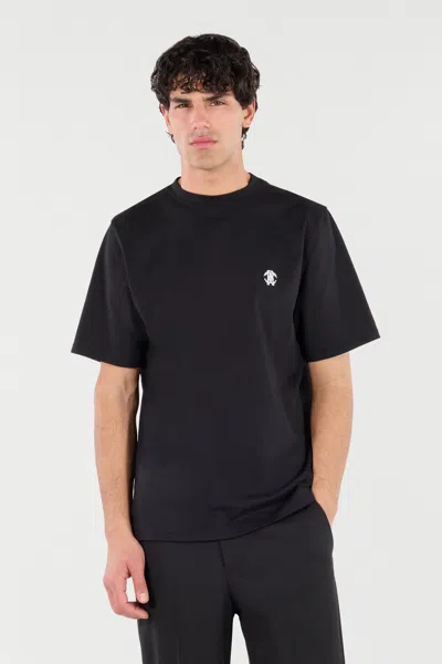Roberto Cavalli T-shirt With Mirror Snake Monogram In Black