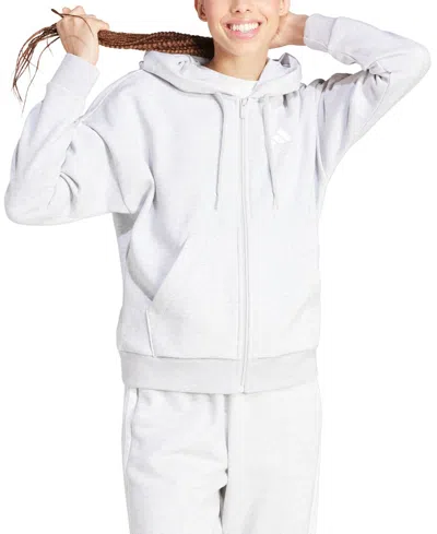 Adidas Originals Women's 3-stripe Fleece Full Zip Hoodie In White