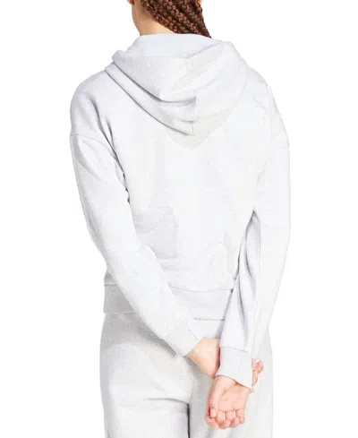 Adidas Originals Women's 3-stripe Fleece Full Zip Hoodie In White