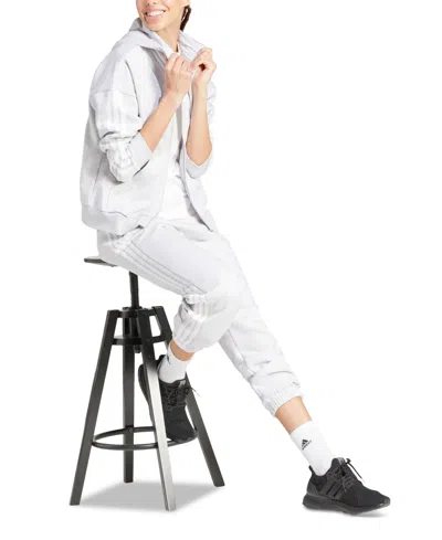 Adidas Originals Women's 3-stripe Fleece Full Zip Hoodie In White