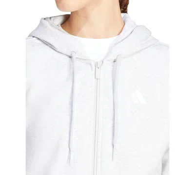 Adidas Originals Women's 3-stripe Fleece Full Zip Hoodie In White