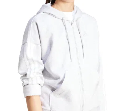 Adidas Originals Women's 3-stripe Fleece Full Zip Hoodie In White