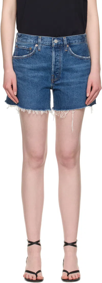 Agolde Denim Shorts With Belt Loops In Blue