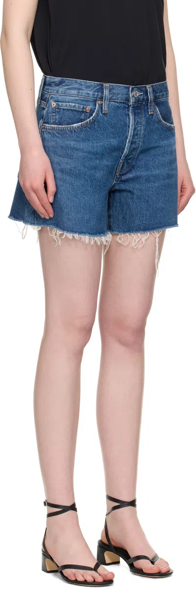 Agolde Denim Shorts With Belt Loops In Blue
