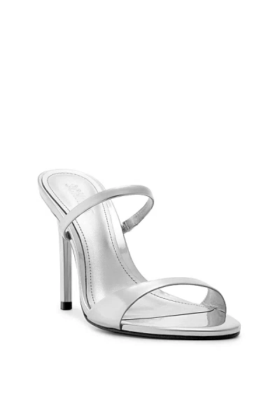 Schutz Jessica Mule Heel In Prata, Women's At Urban Outfitters In Silver