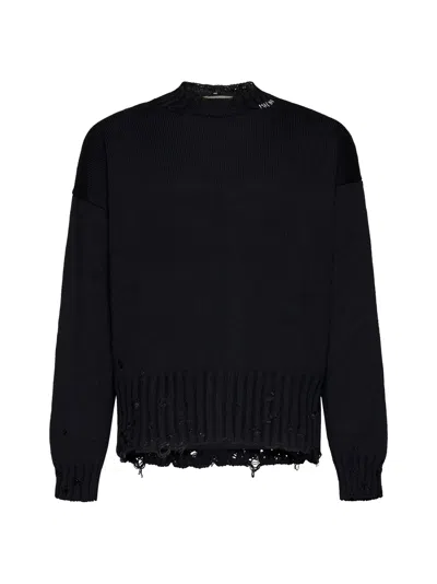 Marni Relaxed-fit Distressed Black Cotton Sweater