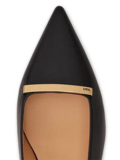 Tod's Leather Flat Ballerinas With Gold-tone Detail In Animal Print