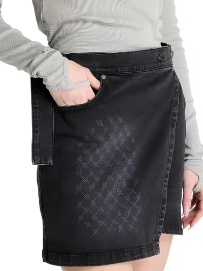 Daily Paper Wrap Mini Skirt In Black