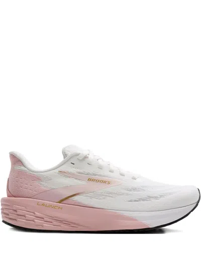 Brooks Women's Launch 11 Running Sneakers From Finish Line In White/gold/pink
